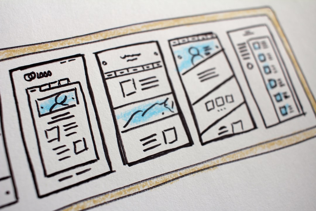 Hand-drawn interface layout sketches showing repeated component patterns
